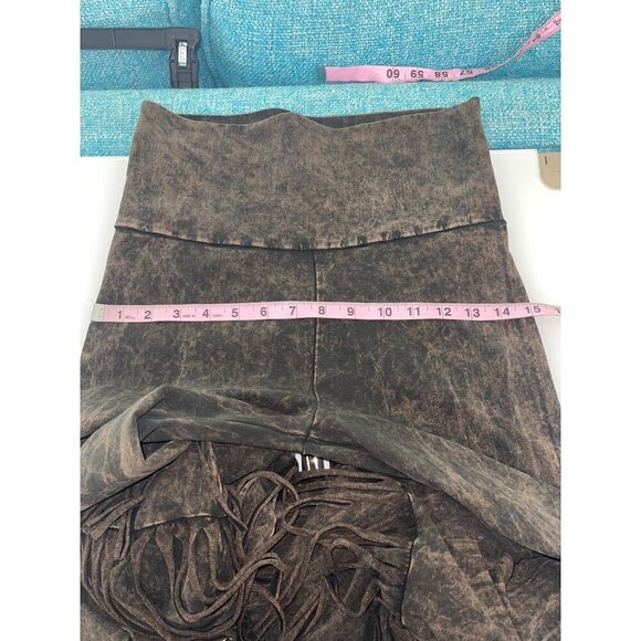 Womens Jacket Pant Set Size Medium Brown Fringed Yoga Open Front Long Sleeve USA - Picture 9 of 9